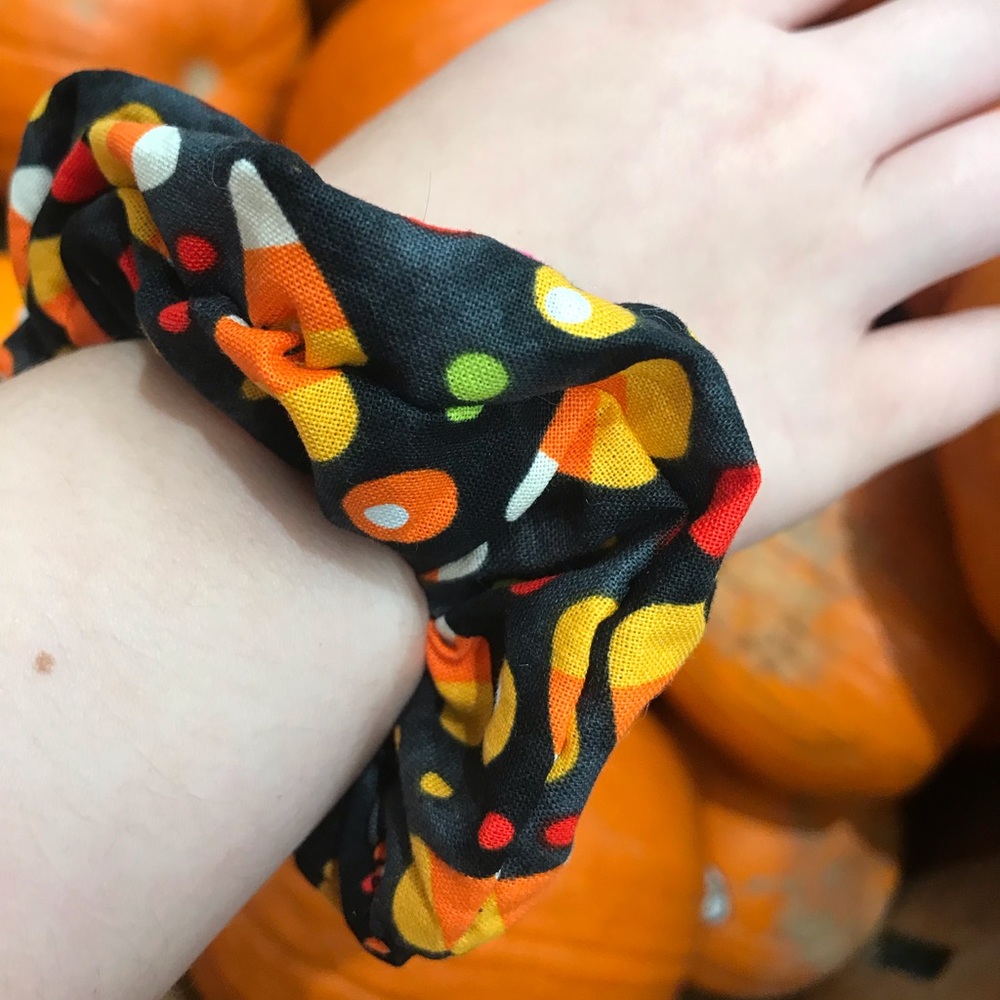 Candy Corn Scrunchie Sewn by Hand Fall Autumn Cozy